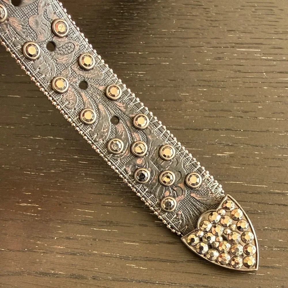 Large Genuine Leather Studded Black Designer Belt Western Cowboy Country
